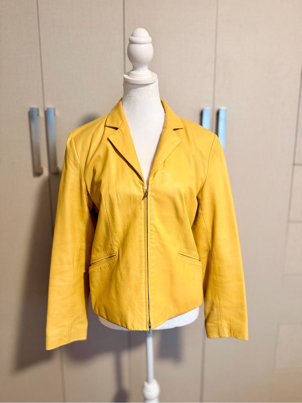 Ann Taylor Yellow Leather Zip Jacket